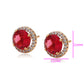 Pendientes de Aleación Bañado en Oro con Cristal Emporia® Rojo y Cristal Emporia® Blanco
