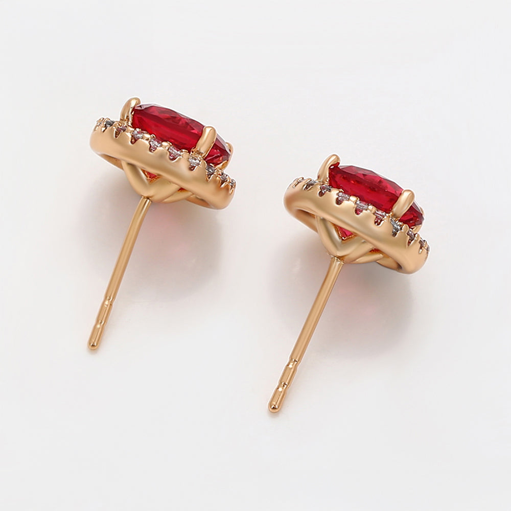 Pendientes de Aleación Bañado en Oro con Cristal Emporia® Rojo y Cristal Emporia® Blanco 5 