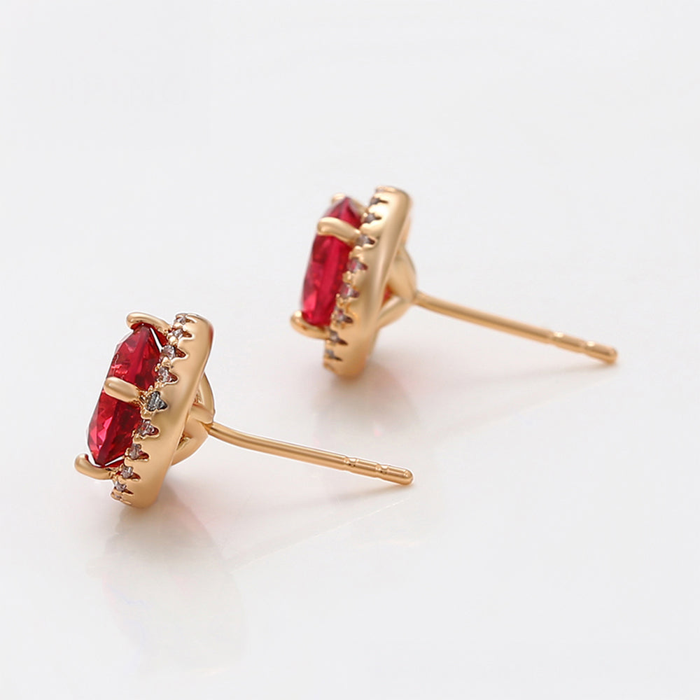 Pendientes de Aleación Bañado en Oro con Cristal Emporia® Rojo y Cristal Emporia® Blanco 6 