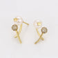 Pendientes de Aleación Bañado en Oro con Perla de cristal y Cristal Emporia® Blanco