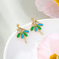 Pendientes de Aleación Bañado en Oro con Esmalte y Cristal Emporia® Blanco
