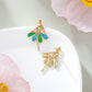 Pendientes de Aleación Bañado en Oro con Esmalte y Cristal Emporia® Blanco