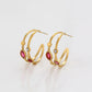 Pendientes de Aleación Bañado en Oro con Cristal Emporia® Rojo y Cristal Emporia® Blanco