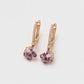 Pendientes de Aleación Bañado en Oro con Cristal Emporia® Púrpura y Cristal Emporia® Blanco