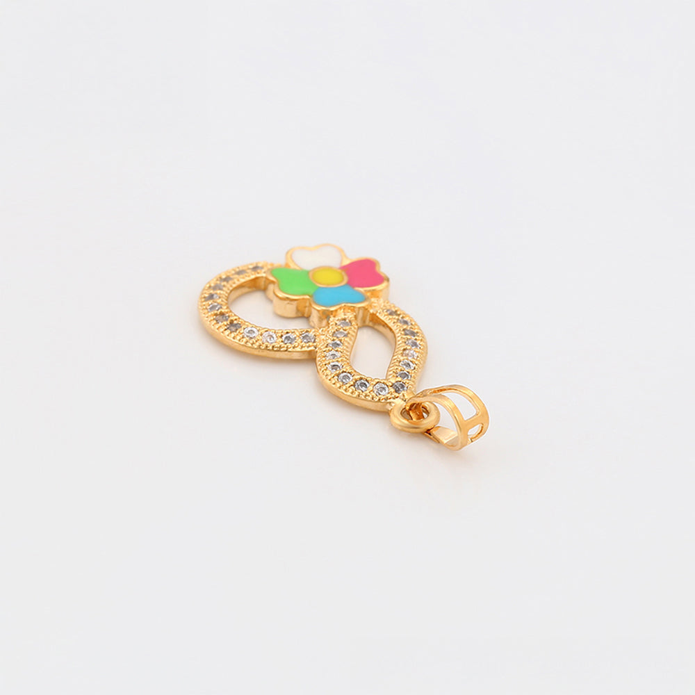 Colgante de Aleación Bañado en Oro con Esmalte y Cristal Emporia® Blanco 4 