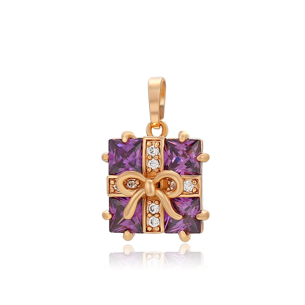 Colgante de Aleación Bañado en Oro con Cristal Emporia® Púrpura 1 