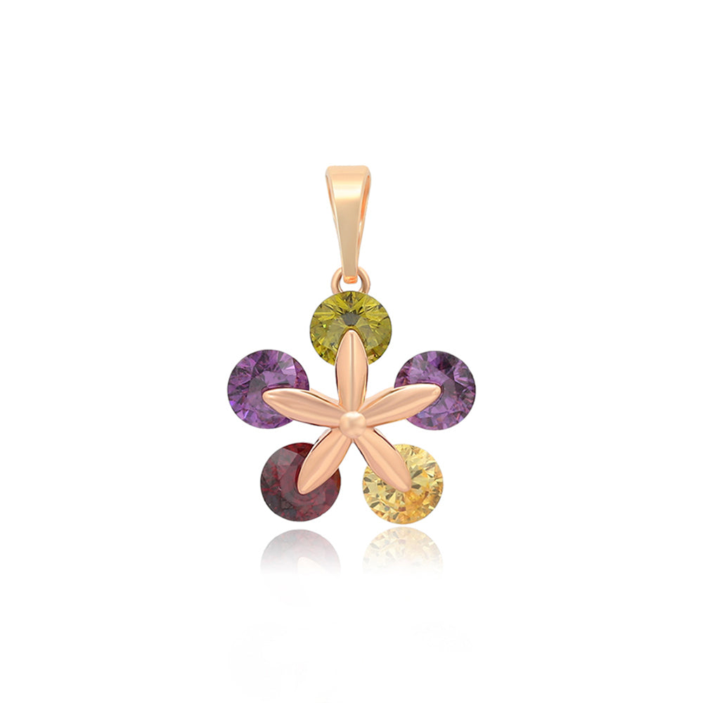 Colgante de Aleación Bañado en Oro con Cristal Emporia® Verde y Cristal Emporia® Púrpura