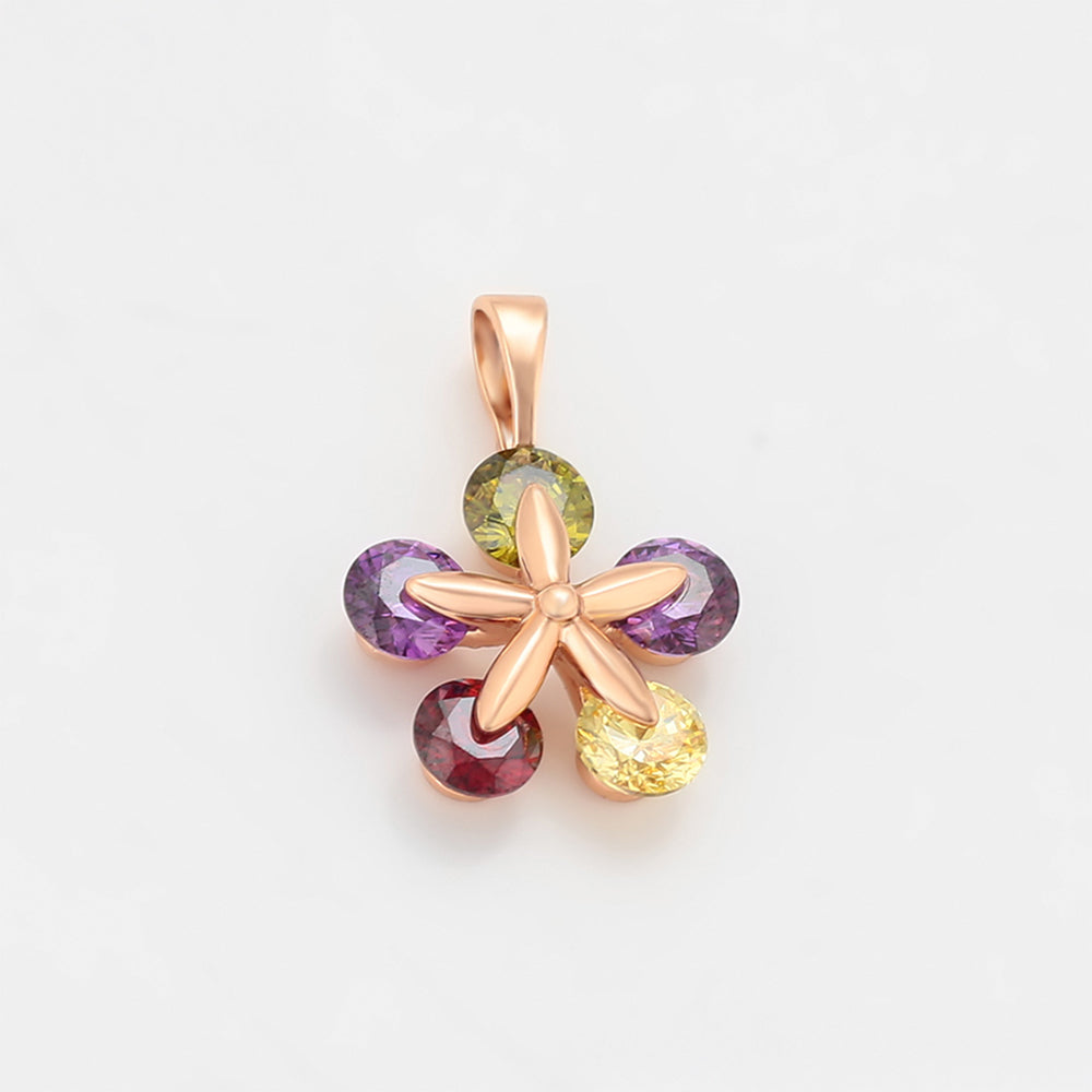 Colgante de Aleación Bañado en Oro con Cristal Emporia® Verde y Cristal Emporia® Púrpura 5 