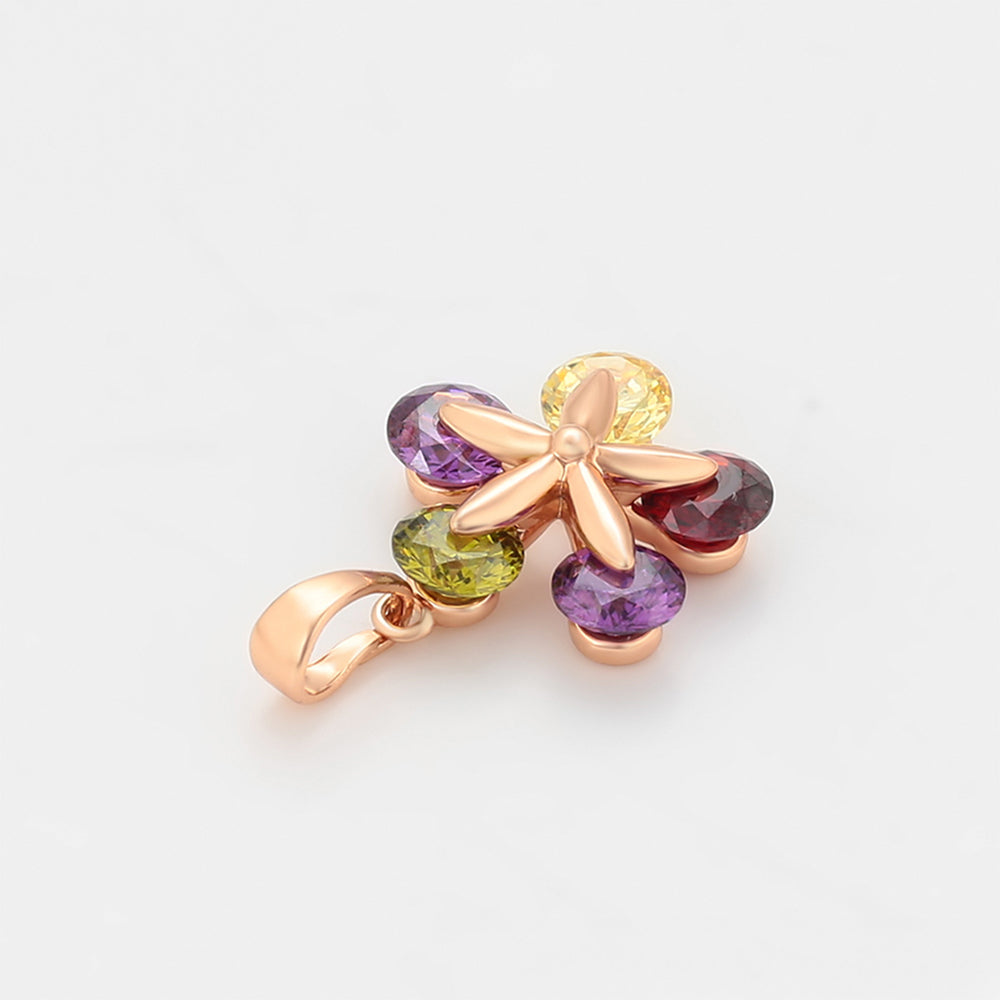 Colgante de Aleación Bañado en Oro con Cristal Emporia® Verde y Cristal Emporia® Púrpura 7 