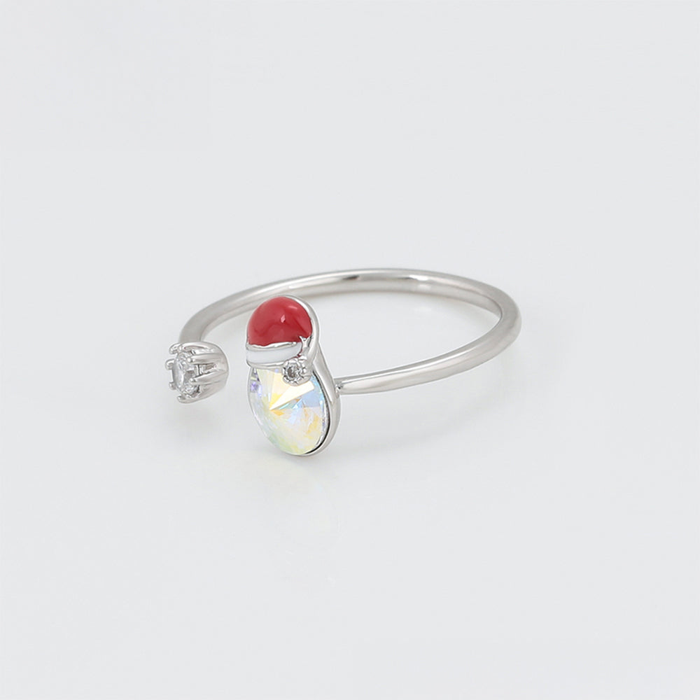 Anillo de Aleación Bañado en Oro con Cristal Emporia® Rojo y Cristal Emporia® Blanco