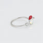 Anillo de Aleación Bañado en Oro con Cristal Emporia® Rojo y Cristal Emporia® Blanco