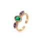 Anillo de Aleación Bañado en Oro con Cristal Emporia® Púrpura y Cristal Emporia® Verde