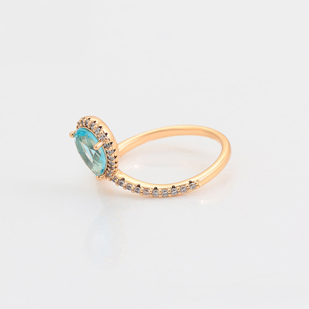 Anillo de Aleación Bañado en Oro con Cristal Emporia® Azul y Cristal Emporia® Blanco 6 