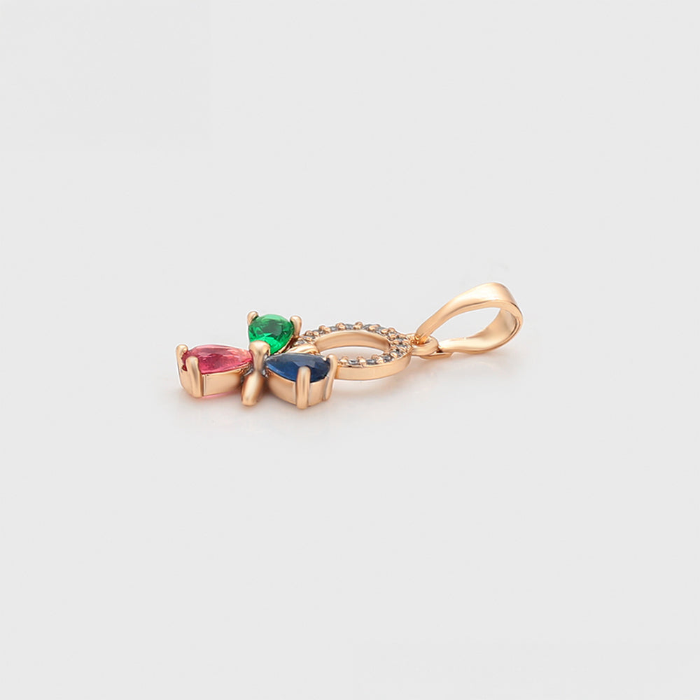 Conjunto de Aleación Bañado en Oro con Cristal Emporia® Rojo y Cristal Emporia® Verde ( Pendientes +Colgante ) 11 