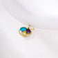 Conjunto de Aleación Bañado en Oro con Cristal Emporia® Azul y Cristal Emporia® Blanco ( Pendientes +Colgante )