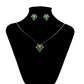 Conjunto de Aleación Bañado en Oro con Cristal Emporia® Verde y Cristal Emporia® Blanco ( Collar +Pendientes )