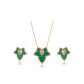 Conjunto de Aleación Bañado en Oro con Cristal Emporia® Verde y Cristal Emporia® Blanco ( Collar +Pendientes )