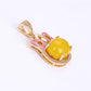 Conjunto de Aleación Bañado en Oro con Cristal Emporia® Amarillo y Cristal Emporia® Blanco ( Pendientes +Anillo +Colgante )
