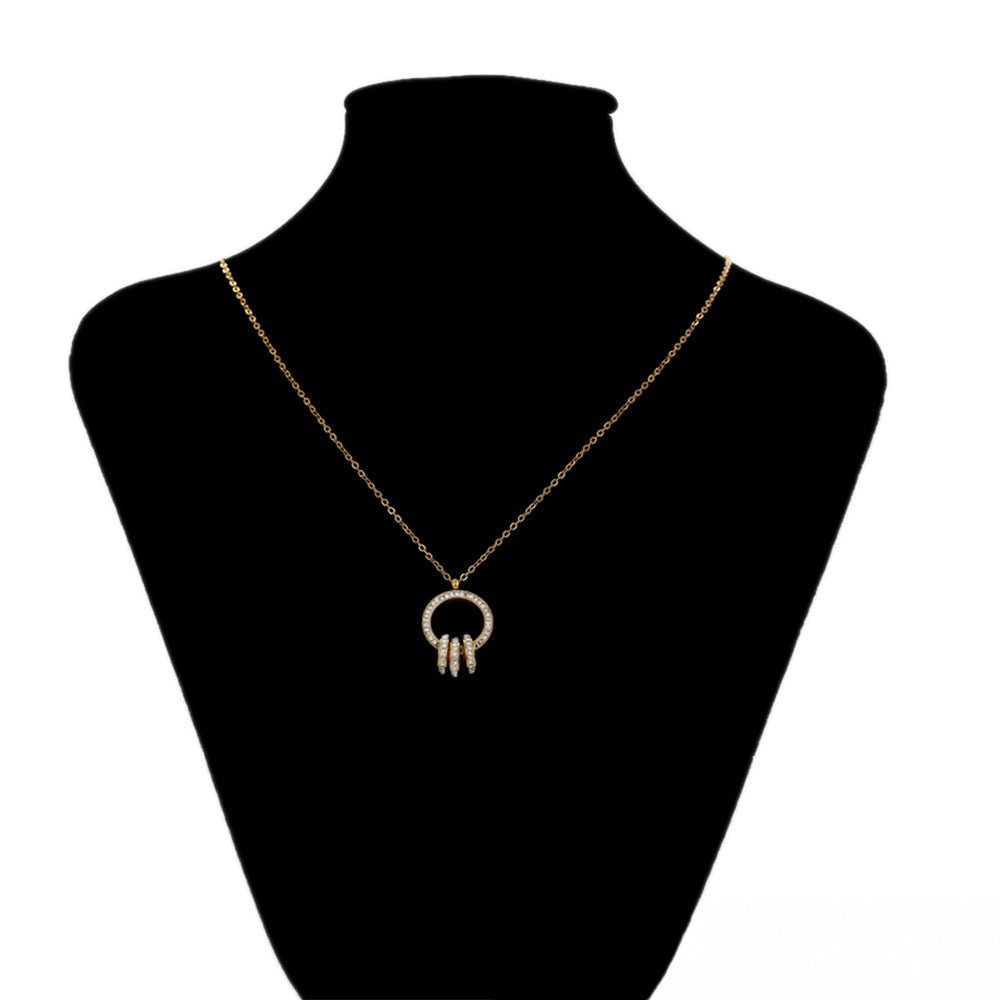 Conjunto de Aleación Bañado en Oro con Cristal Emporia® Blanco ( Collar +Pendientes +Colgante ) 4 