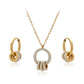 Conjunto de Aleación Bañado en Oro con Cristal Emporia® Blanco ( Collar +Pendientes +Colgante )