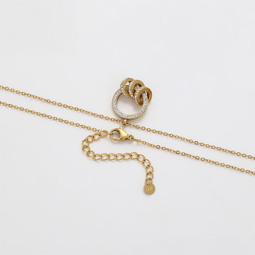 Conjunto de Aleación Bañado en Oro con Cristal Emporia® Blanco ( Collar +Pendientes +Colgante ) 9 