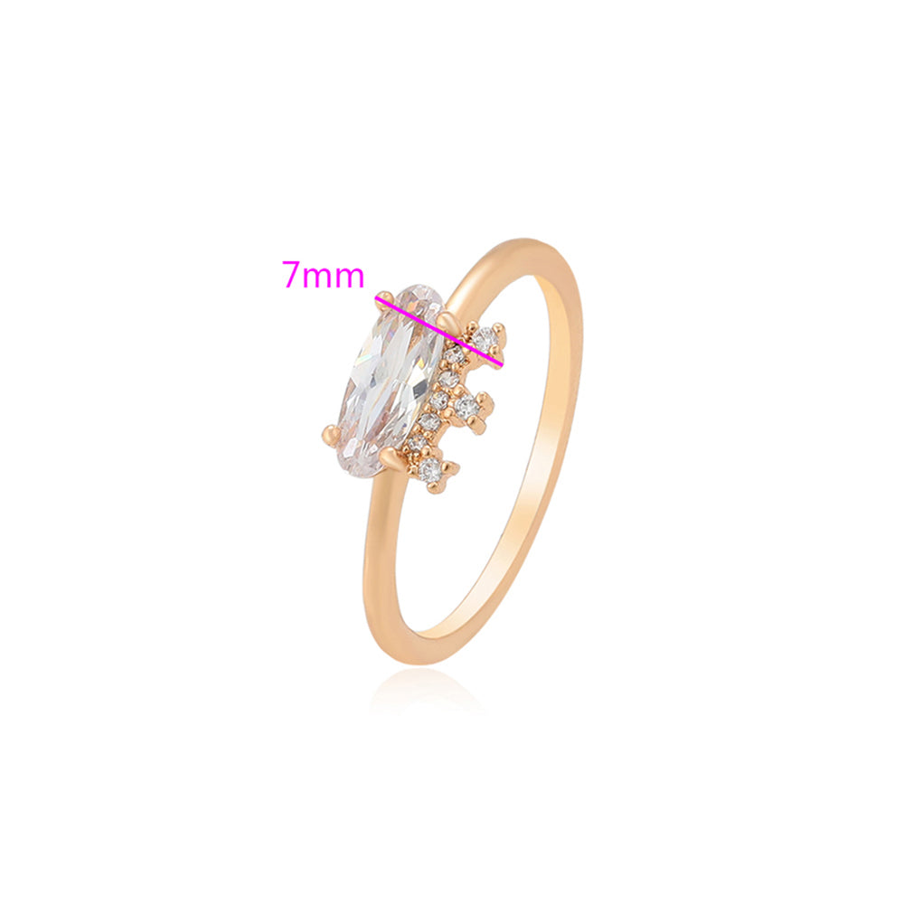 Anillo de Aleación Bañado en Oro con Cristal Emporia® Blanco