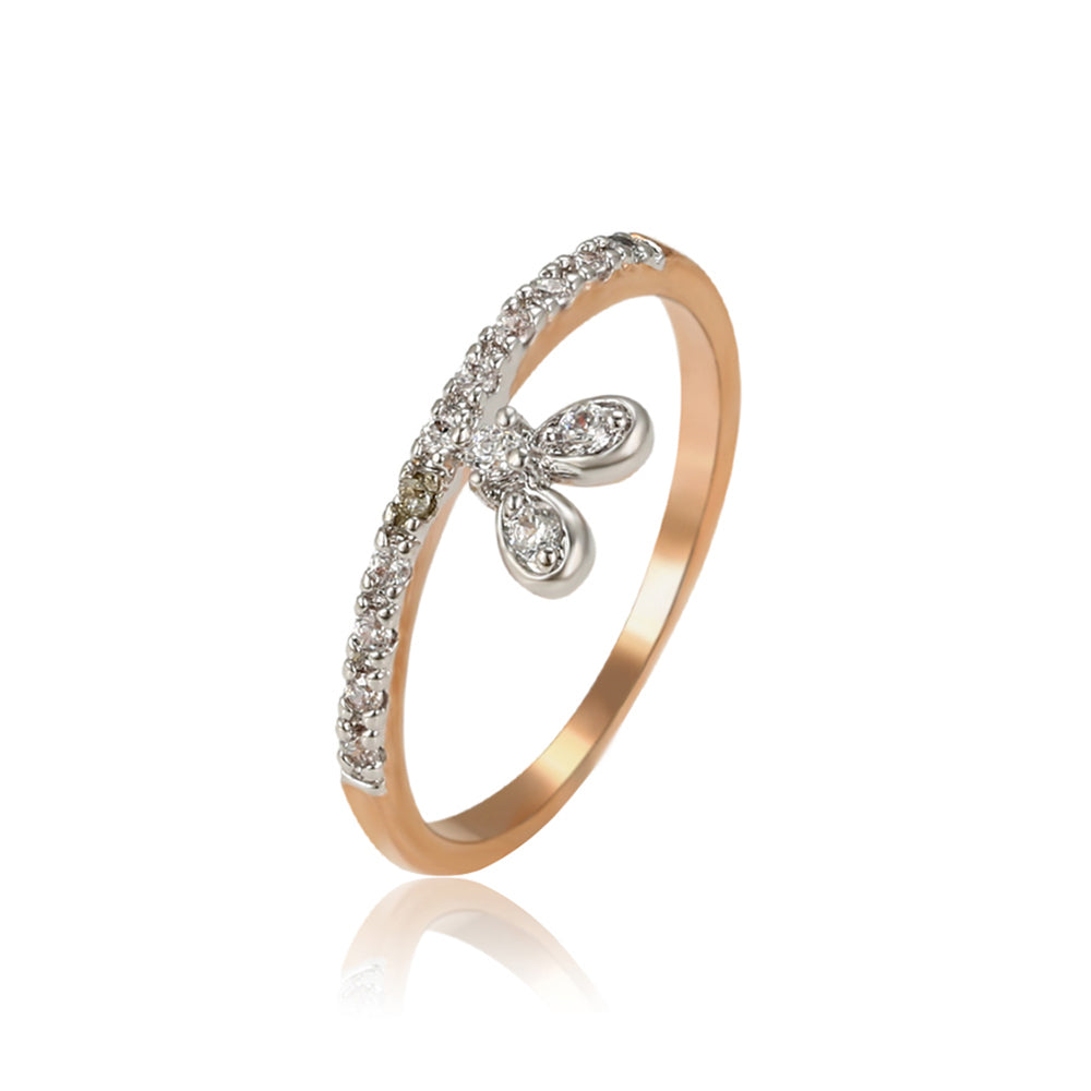 Anillo de Aleación Bañado en Oro con Cristal Emporia® Blanco 2 