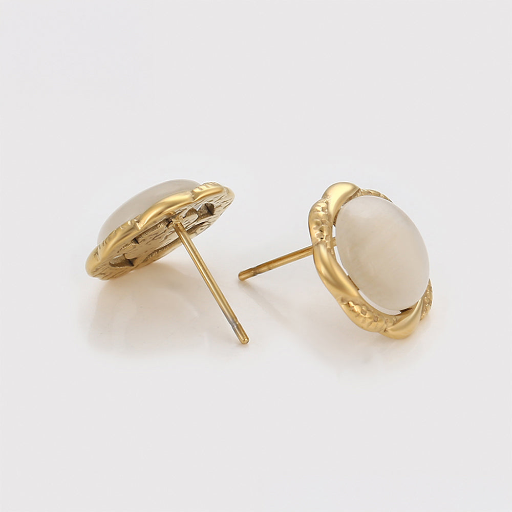 Pendientes de Aleación Bañado en Oro con Cristal Emporia® Blanco