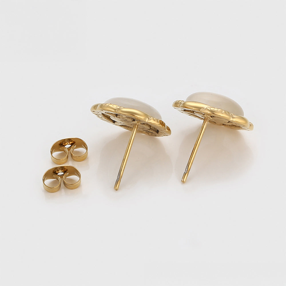 Pendientes de Aleación Bañado en Oro con Cristal Emporia® Blanco 6 