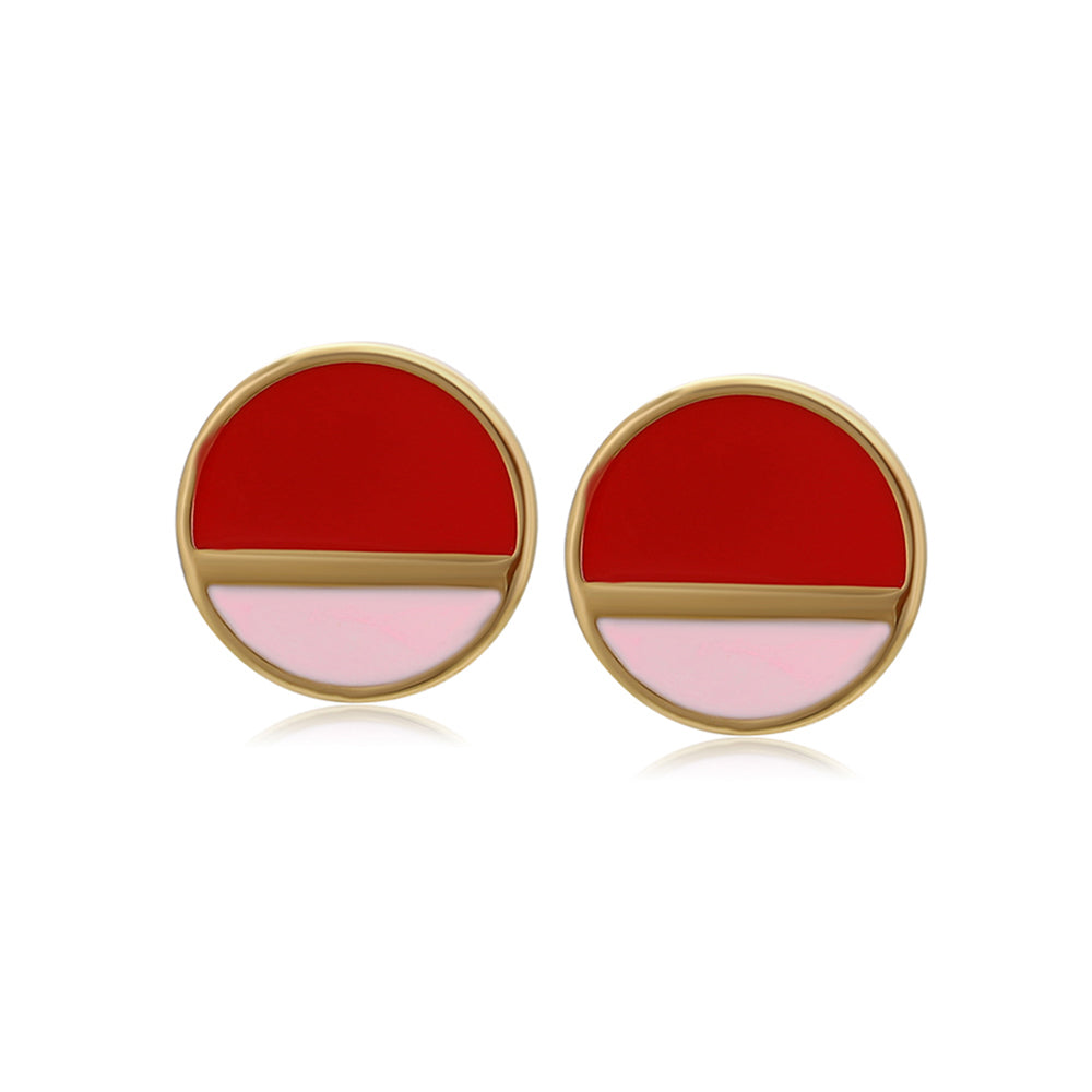 Pendientes de Aleación Bañado en Oro con Cristal Emporia® Rojo y Cristal Emporia® Rosa 2 