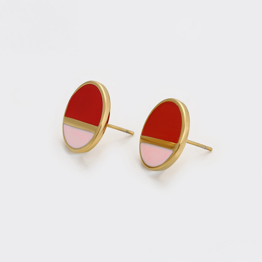 Pendientes de Aleación Bañado en Oro con Cristal Emporia® Rojo y Cristal Emporia® Rosa