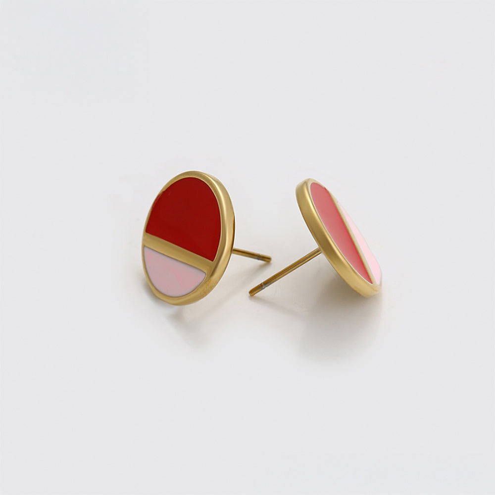 Pendientes de Aleación Bañado en Oro con Cristal Emporia® Rojo y Cristal Emporia® Rosa