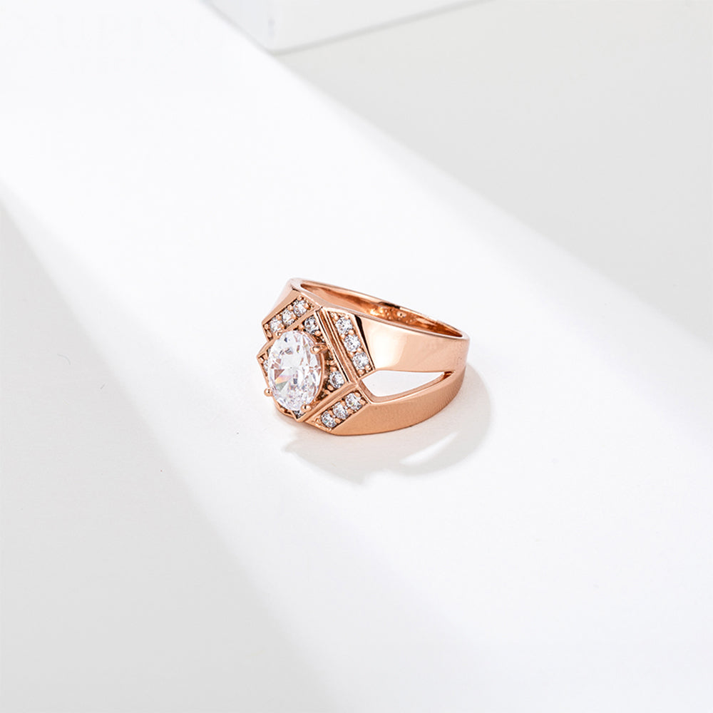 Anillo de Aleación Bañado en Oro con Cristal Emporia® Blanco 6 