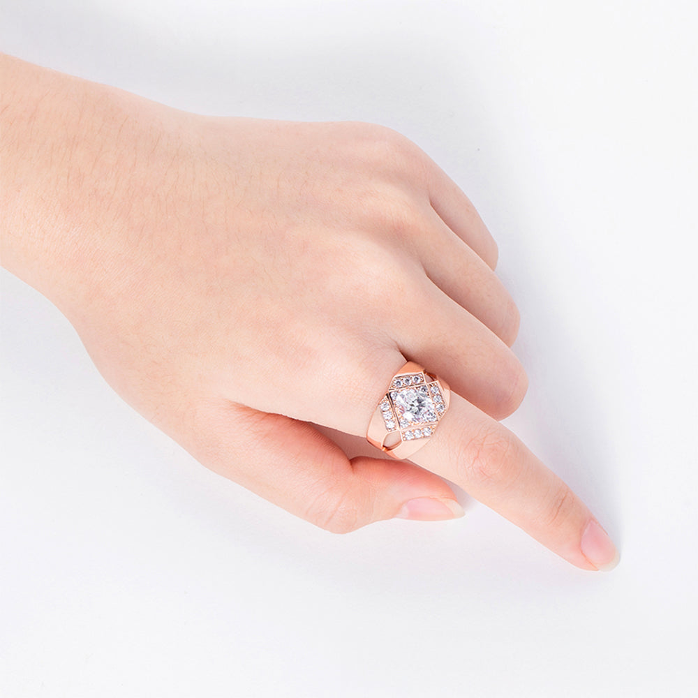 Anillo de Aleación Bañado en Oro con Cristal Emporia® Blanco 7 