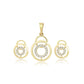 Conjunto de Aleación Bañado en Oro con Cristal Emporia® Blanco ( Pendientes +Colgante )
