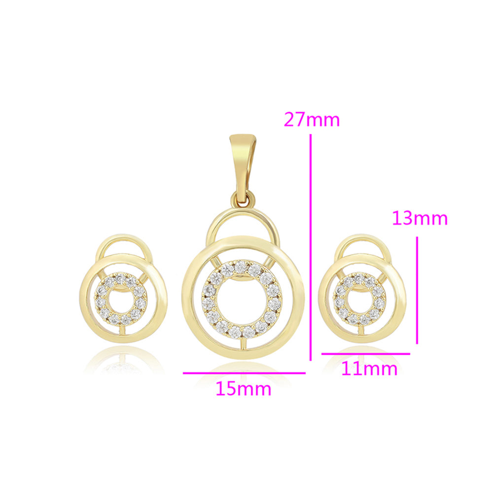 Conjunto de Aleación Bañado en Oro con Cristal Emporia® Blanco ( Pendientes +Colgante ) 2 