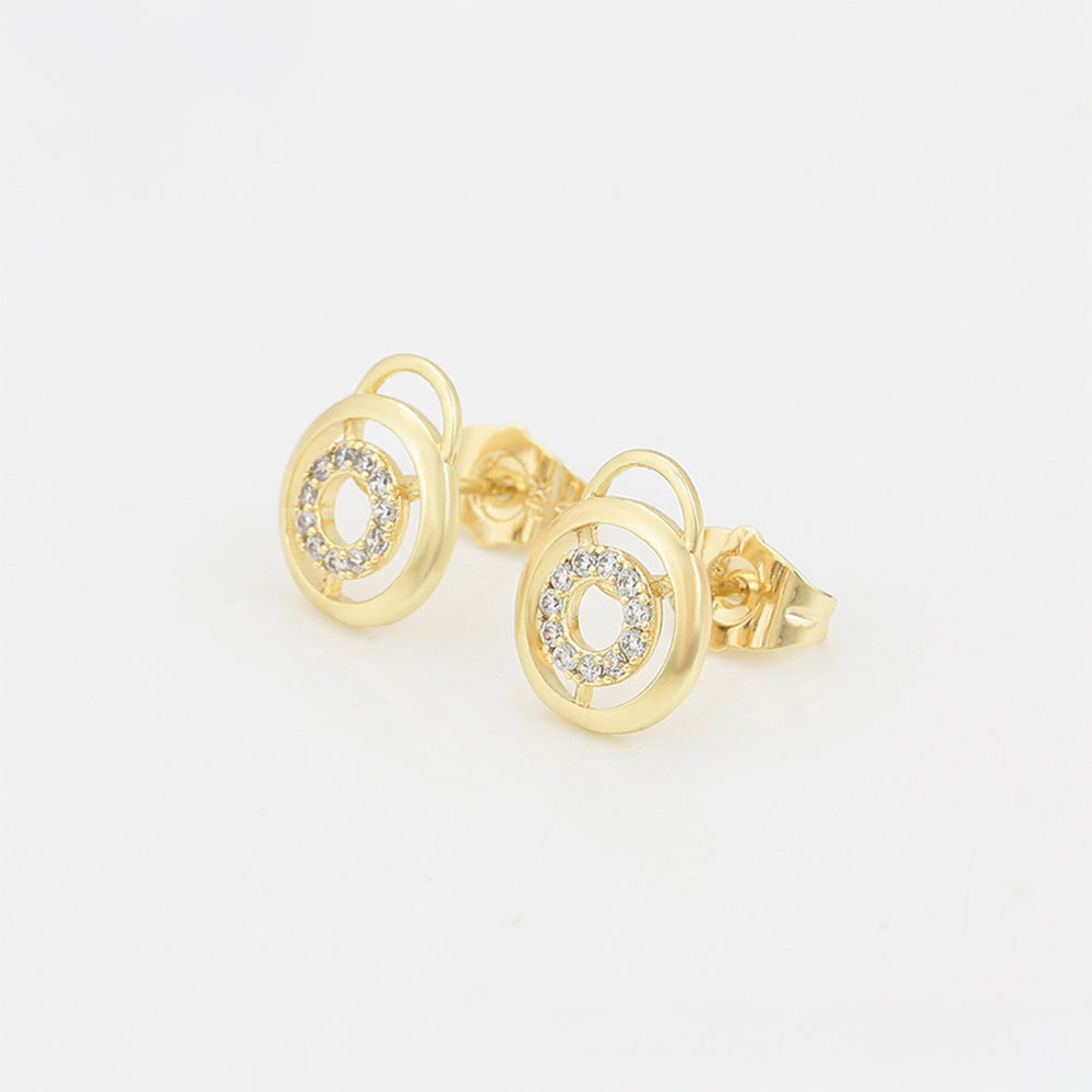Conjunto de Aleación Bañado en Oro con Cristal Emporia® Blanco ( Pendientes +Colgante ) 5 