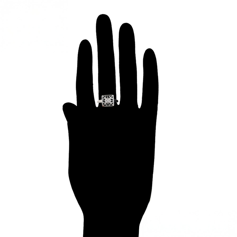 Conjunto de Aleación Bañado en Oro con Cristal Emporia® Blanco ( Pendientes +Anillo ) 2 