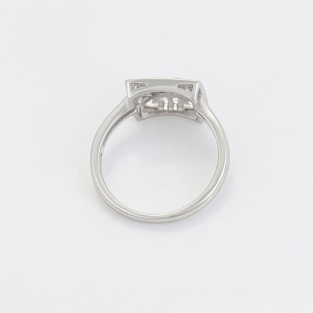 Conjunto de Aleación Bañado en Oro con Cristal Emporia® Blanco ( Pendientes +Anillo ) 8 