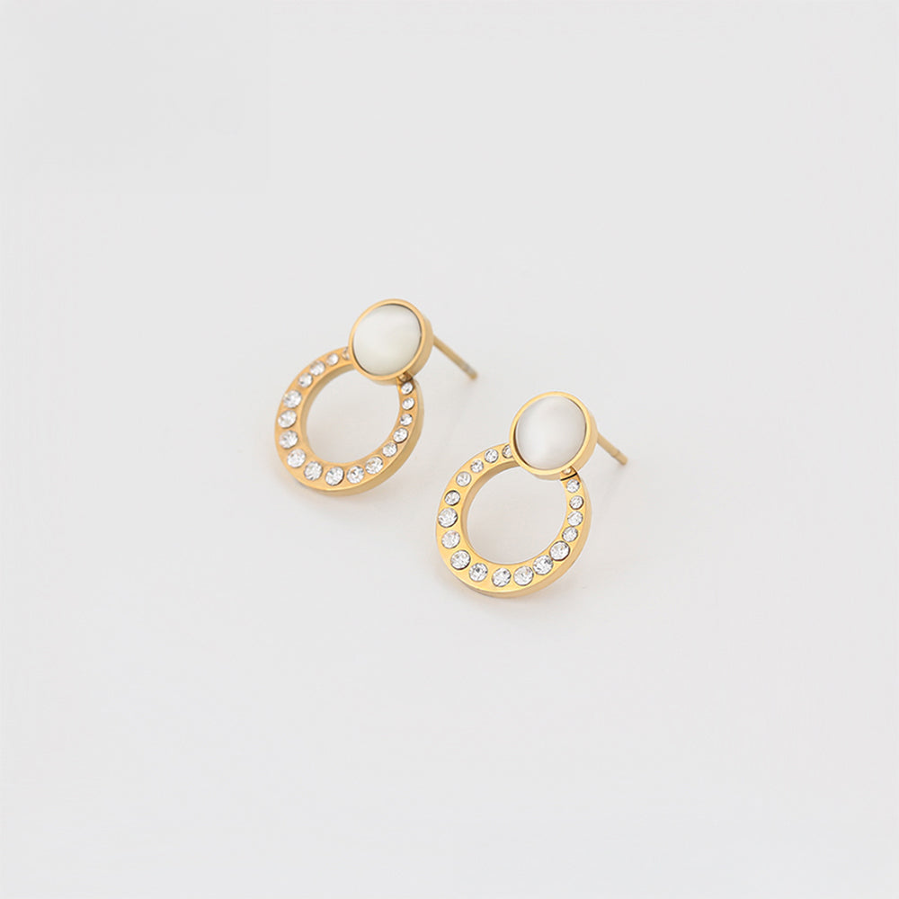 Pendientes de Aleación Bañado en Oro con Cristal Emporia® Blanco