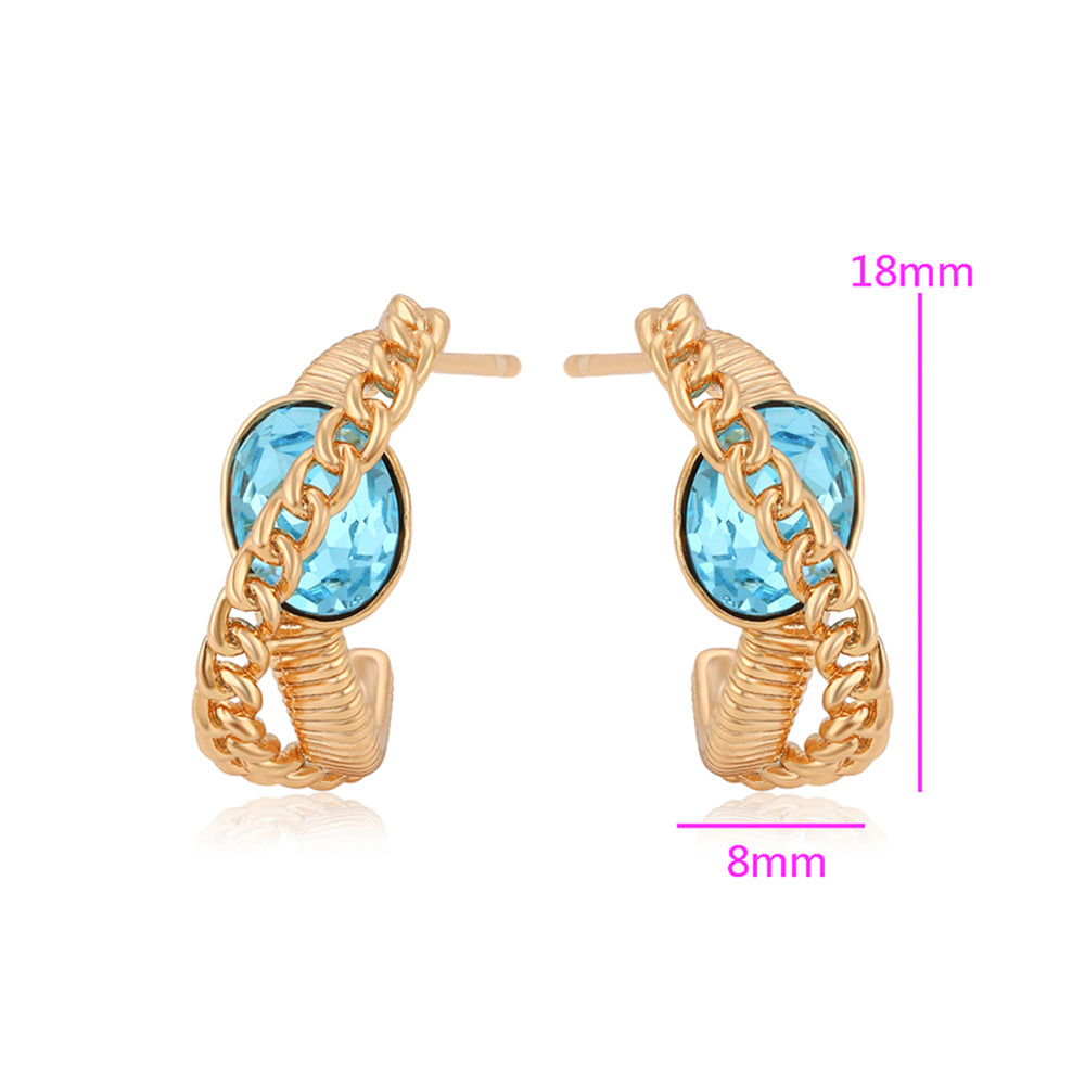 Pendientes de Aleación Bañado en Oro con Cristal Emporia® Azul 2 