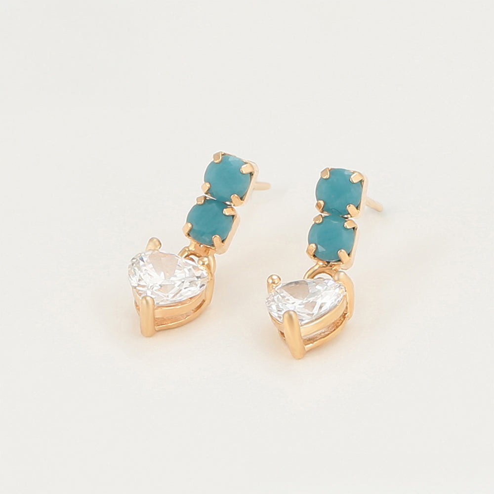 Pendientes de Aleación Bañado en Oro con Cristal Emporia® Verde y Cristal Emporia® Blanco