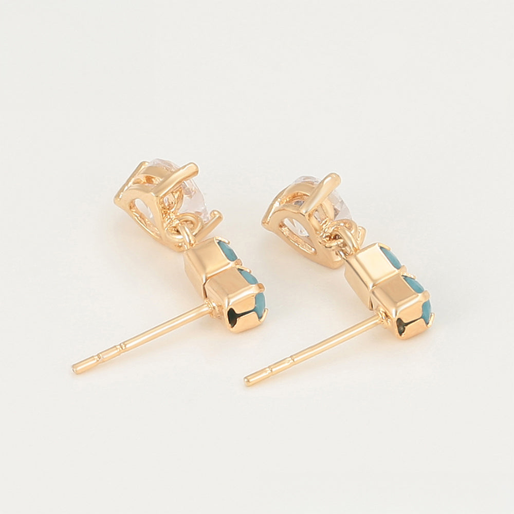 Pendientes de Aleación Bañado en Oro con Cristal Emporia® Verde y Cristal Emporia® Blanco 6 