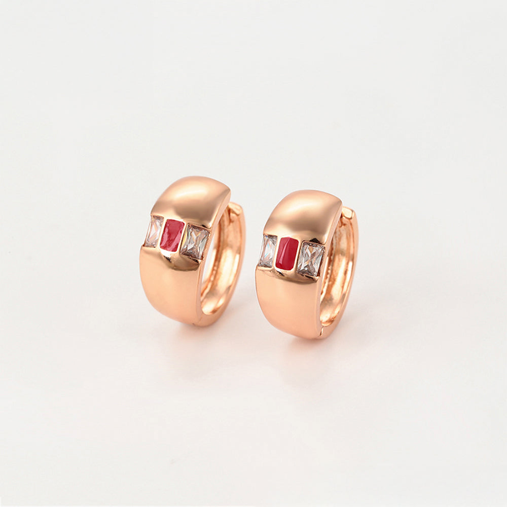 Conjunto de Aleación Bañado en Oro con Cristal Emporia® Rojo y Cristal Emporia® Blanco ( Pendientes +Anillo )