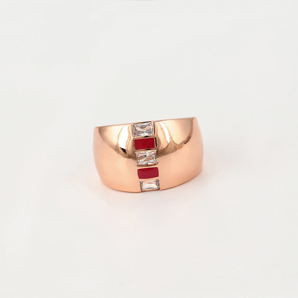 Conjunto de Aleación Bañado en Oro con Cristal Emporia® Rojo y Cristal Emporia® Blanco ( Pendientes +Anillo )