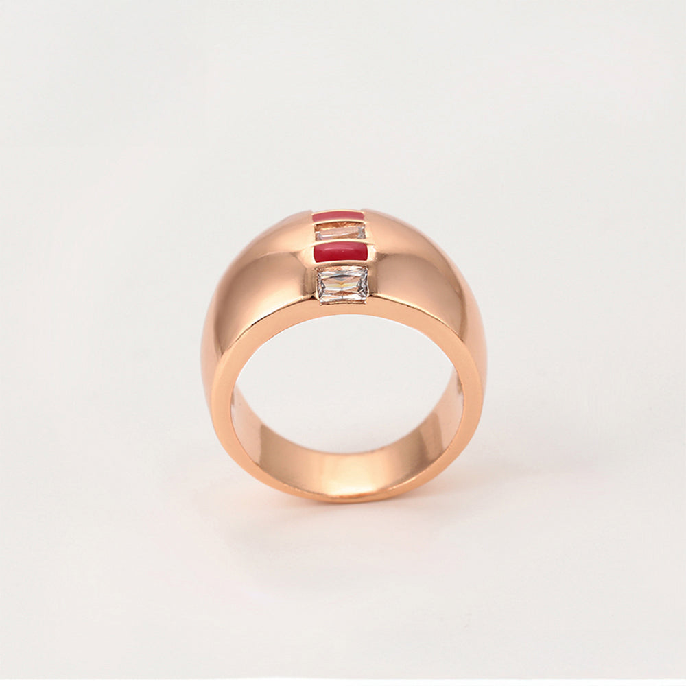 Conjunto de Aleación Bañado en Oro con Cristal Emporia® Rojo y Cristal Emporia® Blanco ( Pendientes +Anillo )