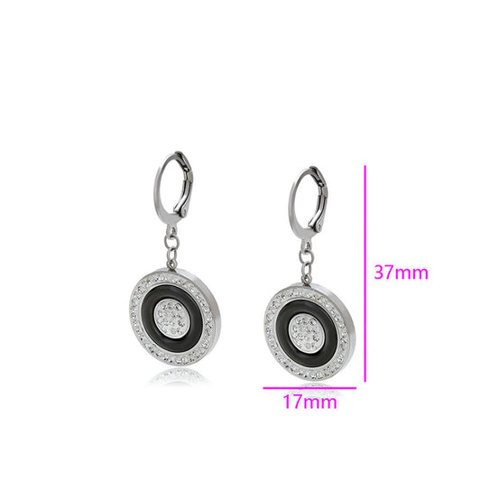 Pendientes de Aleación Bañado en Oro con Cristal Emporia® Blanco y Cristal Emporia® Negro