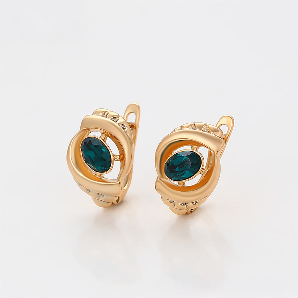 Pendientes de Aleación Bañado en Oro con Cristal Emporia® Verde 3 