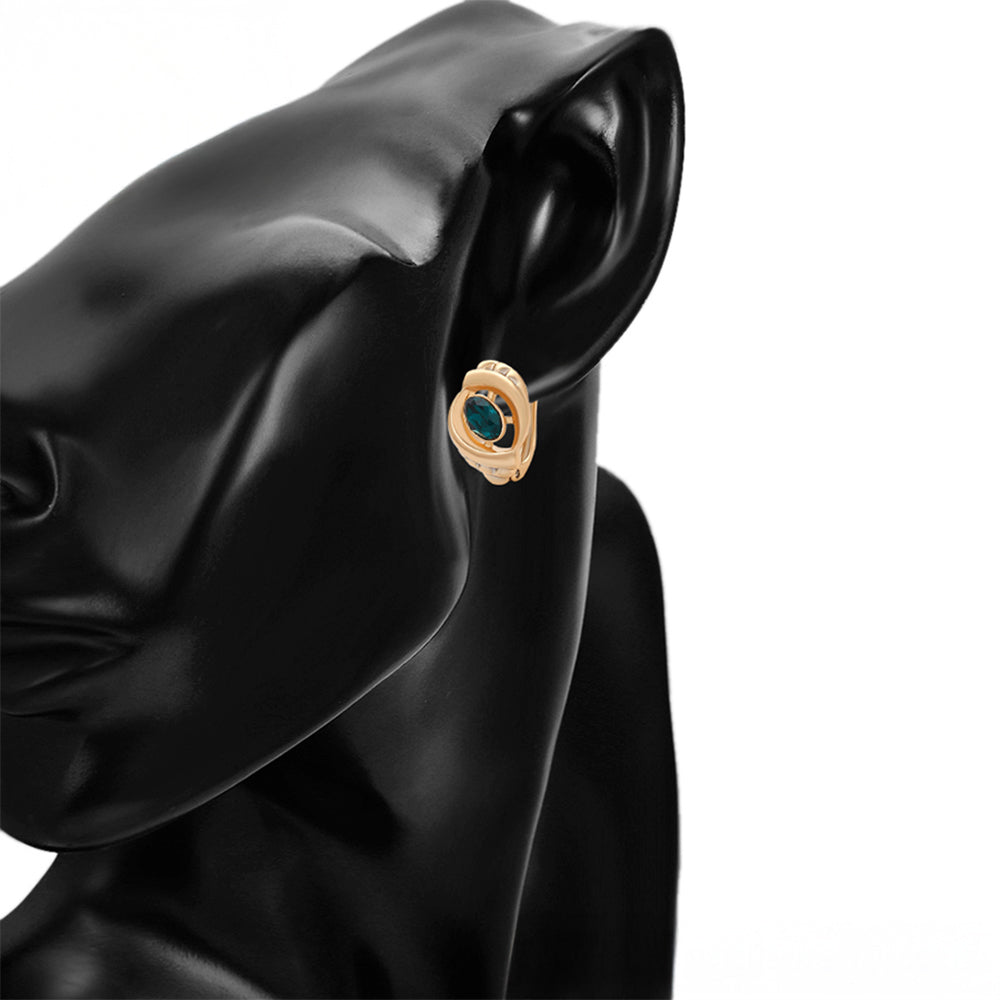 Pendientes de Aleación Bañado en Oro con Cristal Emporia® Verde 8 