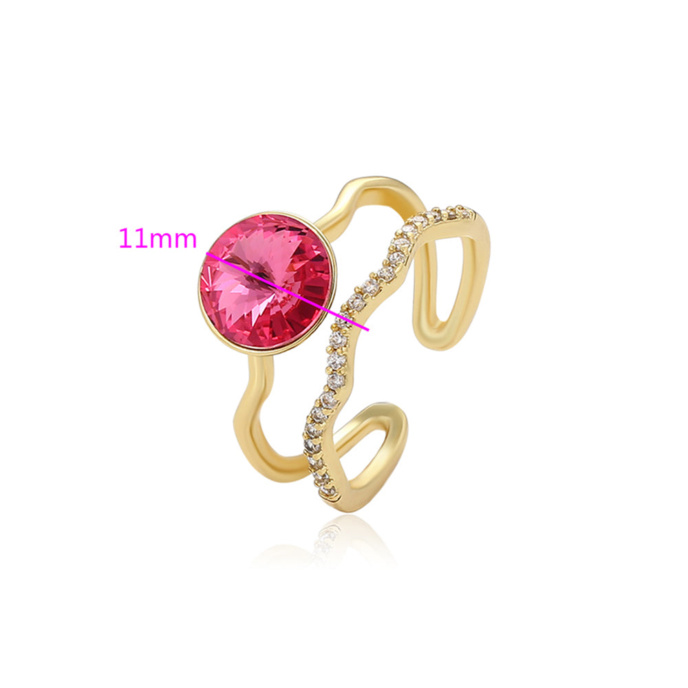 Anillo de Aleación Bañado en Oro con Cristal Emporia® Rojo 2 